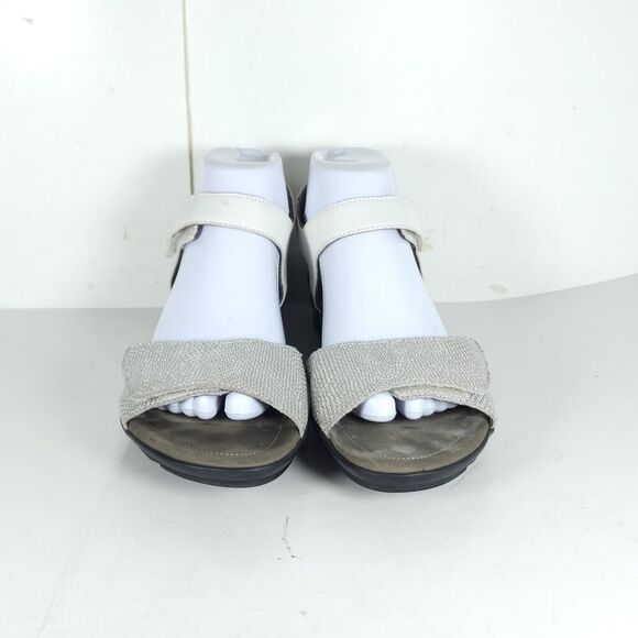 MEPHISTO Women’s Pattie EU41 US10,5 Leather White Silver Ankle Strap Sandals - Picture 3 of 16